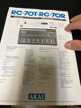 Rc-70t Akai Rc-70r Infrared And Remote System-manual- Brochure Original