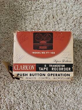 Ft-108 Claricon Vintage Japan Super Deluxe 5 Transistor Tape Recorder With Box