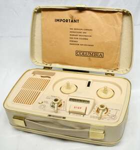 C-695 Columbia Rare Vintage Portable Reel Taperecorder With Schematics/warranty Card Used