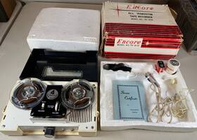 Encore Tr-406 Read Vintage All Transistor Tape Recorder With Box Manuals Mic Etc