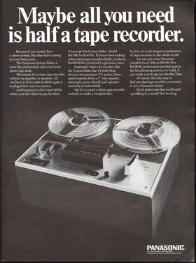 Panasonic Rs-766 1967 Reel-to-reel Tape Recorder Vintage Electronics Ad 25-0514