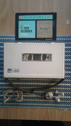 Penney S Penncrest 6111 Penneys 4 Transistor Tape Recorder Original Box Mic Earpiece Works