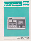 Rs-272us Panasonic Stereo Tape Deck Operating Instructions Vintage