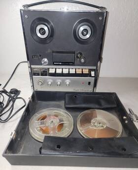 Mr-151 Sanyo Vintage Reel To Player W Speakers On Side Case Japan 1970 Read