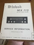 Mcintosh MX113 Original Service Information Manual. Fixed Price $10.95.