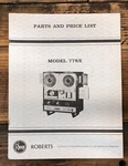 Roberts Model 778X Reel To Service Manual *original*. Fixed Price $29.97.