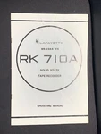 Lafayette RK-710A Tape Recorder Owners Manual Original. Fixed Price $49.99.