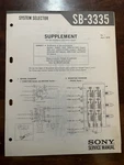 Sony SB-3335 System Selector Supplement Vintage Oem Diagrams. Fixed Price $70.00.