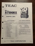 Teac A-7300RX Stereo Tape Deck Dbx Reel To Parts List Vintage Oem Diagrams. Fixed Price $35.00.