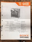 Sony TC-640B Reel To Service Manual *original*. Fixed Price $34.97.