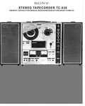 Sony TC-630 Tape Deck Owners Manual. Fixed Price $22.24.