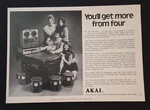 Vintage Akai 280DSS 4-CHANNEL Tape Deck AS-8100 Tuner Amp Speakers 1972 Ad. Fixed Price $9.95.