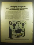 1975 Sony TC-756-2 Tape Deck Ad The Set New Records. Fixed Price $19.99.