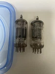 Pair Of Strong Eico/ Mullard Short Gray Plate Getter 7247 12DW7 Tubes. Fixed Price $108.00.