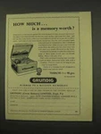 1956 Grundig TK820/3D Tape Recorder Ad - Memory. Fixed Price $17.99.