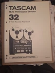 Vtg Tascam 32 2-TRACK Recorder/reproducer Operation Maintenance Service Manual. Fixed Price $50.00.