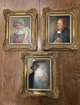 Lot Of 3 Antique Fritz Muller Oil On Board Painting Original Frames. Fixed Price $595.00.