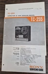 Sony TC-255 Tape Recorder Service Manual W/parts List & Correction. Fixed Price $11.95.