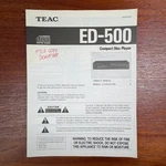 Vintage Teac ED-500 Compact Disc Player Owner's Manual. Fixed Price $10.00.