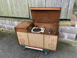 Mid Century Modern Stereo Console Record Player Credenza General Electric Mcm. Fixed Price $440.00.