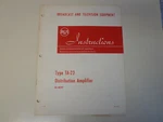 Rca Distribution Amplifier Type TA-23 1950 Early Broadcast Tv Instructions. Fixed Price $19.99.