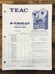 Teac / Tascam A-7300 2T Reel To Parts List Manual *original*. Fixed Price $24.97.
