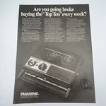 Panasonic Radio Tape Recorder 1968 Vintage Print 10.25"X13.5" RQ-121S Model. Fixed Price $8.99.