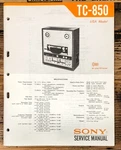 Sony TC-850 Reel To Service Manual *original*. Fixed Price $59.97.