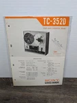 Sony TC-352D Reel To Service Manual Genuine Original Paperwork Repair. Fixed Price $17.99.