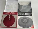 Lot 4 Empty 7" Take Up Reels: Maxell PR-7, Teac RE-702, Akai & Rare Sanyo. Fixed Price $50.00.