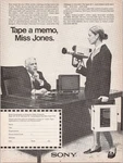 Sony Vintage Print Ad Tape Memo Miss Jones Video Recorder 1971. Fixed Price $12.75.
