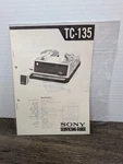 Sony TC-135 Dual Track Stereo Cassette-corder Service Manual Original Paperwork. Fixed Price $11.69.