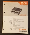 Sony TC-70 Cassette-corder Recorder Portable Service Manual. Japan 1969. Fixed Price $14.99.
