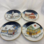 Lot Of 4 American Atelier Winter Village Dessert/salad Plates #5053. Fixed Price $25.46.