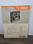 Sony TC-560DA Stereo Recorder Service Manual Vintage Original Paperwork. Fixed Price $17.99.
