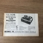 GRAM216 Magazine Advert 5X8 Luxor Stereo Tape Recorder. Fixed Price $8.05.