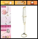 Electric Handheld Milk Frother With Double Coil Whisk & Gold Stand - Battery Ope. Fixed Price $29.69.