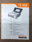 Sony TC-860 Reel To Service Manual *original* #2. Fixed Price $34.97.