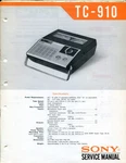 Sony TC-910 Reel To Portable Tape Recorder Service Manual. Fixed Price $24.98.