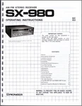 Pioneer SX-980 Stereo Receiver Owners Manual. Fixed Price $13.95.