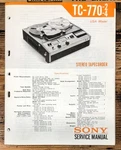 Sony TC-770-2 TC-770-4 Reel To Service Manual *original*. Fixed Price $39.97.