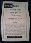 Vintage Silvertone Amplifier Model 1470 Owner's Manual - Service Data/parts List. Fixed Price $11.99.