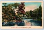 Scotch Grove Iowa Ia Postcard Greetings Exterior View Lake River C1940 Antique. Fixed Price $14.98.