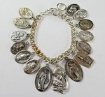 Vintage Religious Charm Bracelet Saints Medals Mother Child Silver Tone Italy. Fixed Price $40.50.