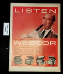 1957 Webcor High Fidelity Fonograf Vintage Print Ad 41363. Fixed Price $7.48.