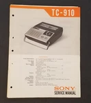 Sony TC-910 Dual Track Portable Tape Recorder. Service Manual. Cover Has Stains.. Fixed Price $14.99.