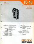 Sony Model TC-45 Cassette Corder Service Manual. Fixed Price $16.22.