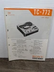 Sony TC-772 Reel To Tape Recorder Service Manual Original Genuine Vintage. Fixed Price $17.99.