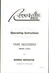Recordio Usa Tape Recorder Model R603 Operating Instructions 1960S. Fixed Price $16.50.