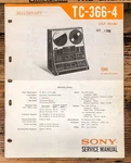 Sony TC-366/4 Reel To Service Manual *original*. Fixed Price $29.97.